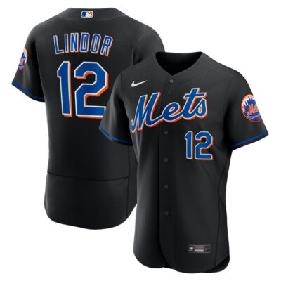Francisco Lindor New York Mets Black Alternate Jersey - All Stitched