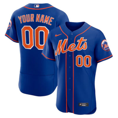 Custom New York Mets Royal Blue Alternate Jersey - All Stitched