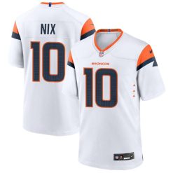 Bo Nix Denver Broncos White Game Jersey - All Stitched