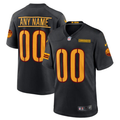 Custom Washington Commanders Alternate Game Jersey Black - All Stitched