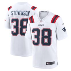 Rhamondre Stevenson New England Patriots White Game Stitched Jersey