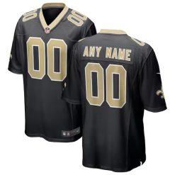 Custom New Orleans Saints Home Game Jersey Black - All Stitched