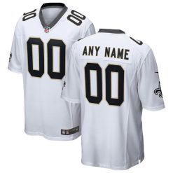 Custom New Orleans Saints Away Game Jersey White - All Stitched
