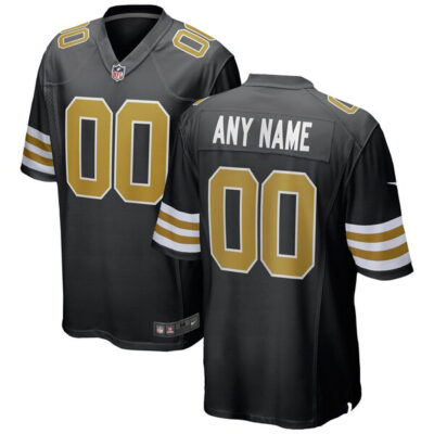Custom New Orleans Saints Black Alternate Game Jersey - All Stitched