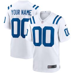 Custom Indianapolis Colts Away Game Jersey White - All Stitched