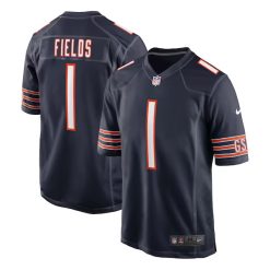 Justin Fields Chicago Bears Navy Game Jersey - All Stitched