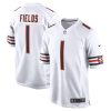 Justin Fields Chicago Bears White Game Jersey - All Stitched