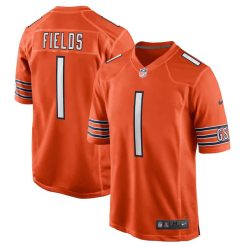 Justin Fields Chicago Bears Orange Game Jersey - All Stitched