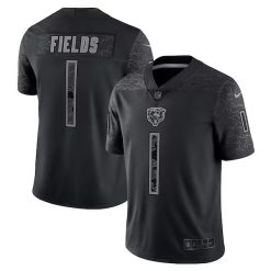 Justin Fields Chicago Bears Black RFLCTV Limited Jersey - All Stitched