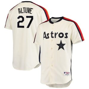 Jose Altuve Houston Astros Oilers Cream Cooperstown Jersey