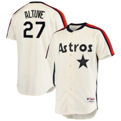 Jose Altuve Houston Astros Oilers Cream Cooperstown Jersey