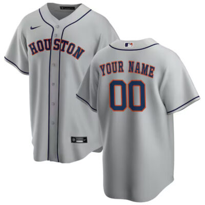 Custom Houston Astros Grey Away Game Jersey - All Stitched