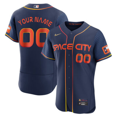 Custom Houston Astros Navy City Connect Jersey - All Stitched