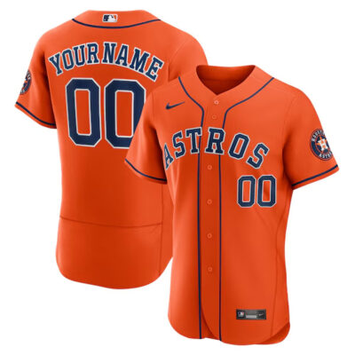 Custom Houston Astros Orange Alternate Jersey - All Stitched
