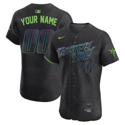 Custom Tampa Bay Rays 2024 City Connect Elite Black Jersey - All Stitched
