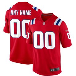 Custom New England Patriots Red Game Jersey - All Stitched