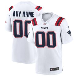 Custom New England Patriots Away Game Jersey White - All Stitched