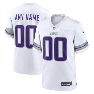 Custom Minnesota Vikings White Winter Warrior Jersey - All Stitched
