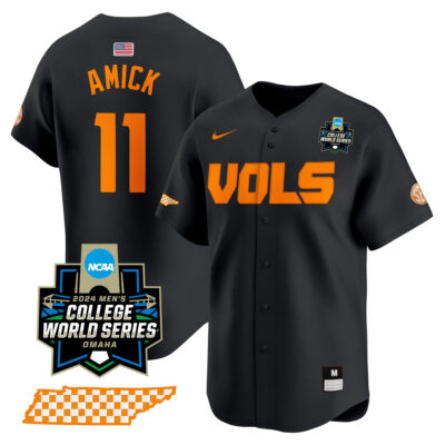 Billy Amick Tennessee Volunteers College Baseball World Series Jersey - Black