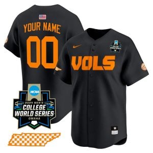 Custom Tennessee Volunteers College Baseball World Series Jersey - Black