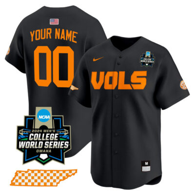Custom Tennessee Volunteers College Baseball World Series Jersey - Black