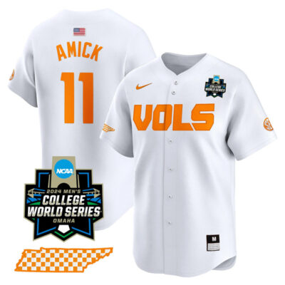 Billy Amick Tennessee Volunteers College Baseball World Series Jersey - White