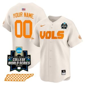 Custom Tennessee Volunteers College Baseball World Series Jersey - Cream