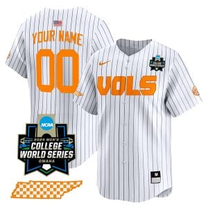 Custom Tennessee Volunteers College Baseball World Series Jersey - Pinstripe