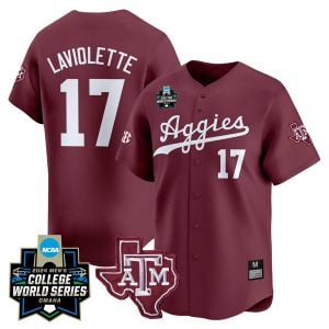 Jace Laviolette Texas A&M College Baseball World Series Jersey - Maroon