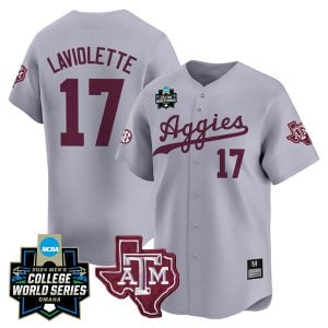Jace Laviolette Texas A&M College Baseball World Series Jersey - Gray