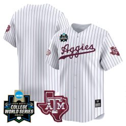 Texas A&M Blank College Baseball World Series Jersey - White Pinstripe