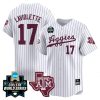 Jace Laviolette Texas A&M College Baseball World Series Jersey - White Pinstripe