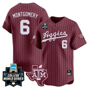 Braden Montgomery Texas A&M College Baseball World Series Jersey - Maroon Pinstripe