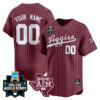 Custom Texas A&M College Baseball World Series Maroon Pinstripe Jersey - All Stitched