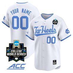 Custom North Carolina College Baseball World Series White Jersey