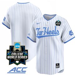 North Carolina Tar Heels College Baseball World Series Jersey - White Pinstripe