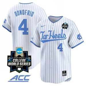 Anthony Donofrio North Carolina Tar Heels College Baseball World Series Jersey - White Pinstripe