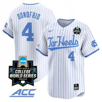 Anthony Donofrio North Carolina Tar Heels College Baseball World Series Jersey - White Pinstripe