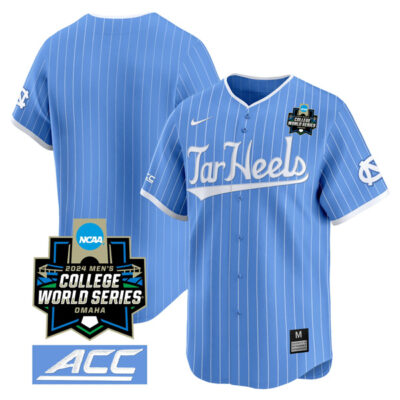 North Carolina Tar Heels College Baseball World Series Jersey - Blue Pinstripe