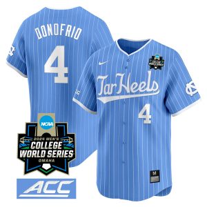 Anthony Donofrio North Carolina Tar Heels College Baseball World Series Jersey - Blue Pinstripe