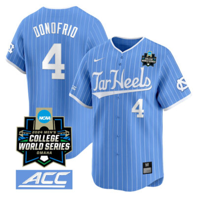 Anthony Donofrio North Carolina Tar Heels College Baseball World Series Jersey - Blue Pinstripe
