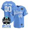 Custom North Carolina Tar Heels College Baseball World Series Blue Pinstripe Jersey - All Stitched