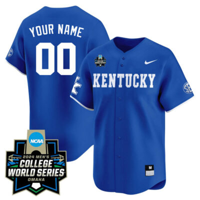 Custom Kentucky Wildcats College Baseball World Series Jersey - Blue