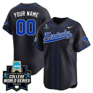 Custom Kentucky Wildcats College Baseball World Series Jersey - Black