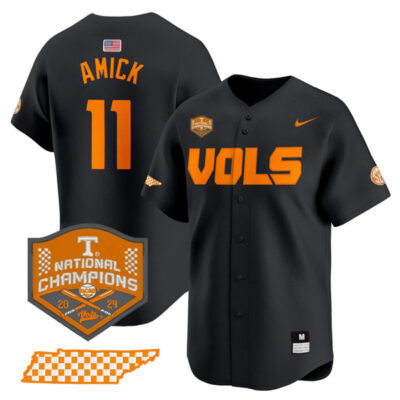 Billy Amick Tennessee Volunteers College Baseball World Series Champions Jersey - Black