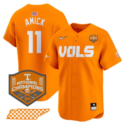 Billy Amick Tennessee Volunteers College Baseball World Series Champions Jersey - Orange