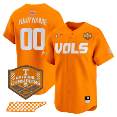 Custom Tennessee Volunteers College Baseball World Series Champions Jersey - Orange