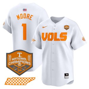 Christian Moore Tennessee Volunteers College Baseball World Series Champions Jersey - White