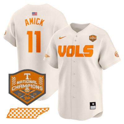 Billy Amick Tennessee Volunteers College Baseball World Series Champions Jersey - Cream
