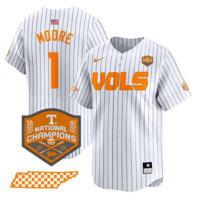 Christian Moore Tennessee Volunteers College Baseball World Series Champions Jersey - Pinstripe